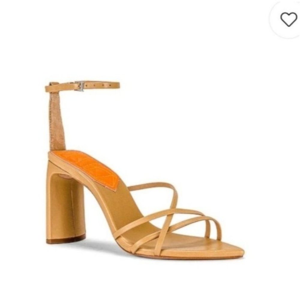 SCHUTZ Tan and Orange Strappy Block Heel Sandals